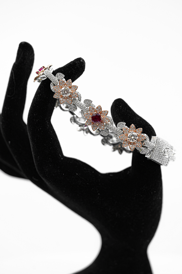 Two Tone Flower Bracelet — alternate view