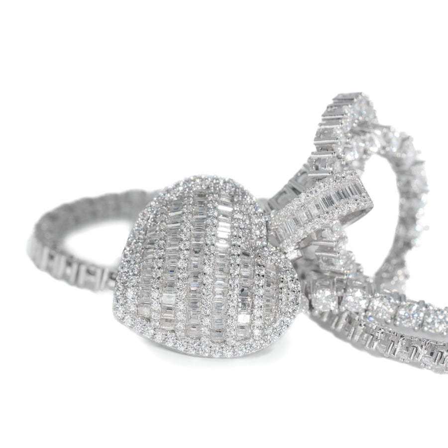 Baguette Heart Set With 4MM Tennis Chain