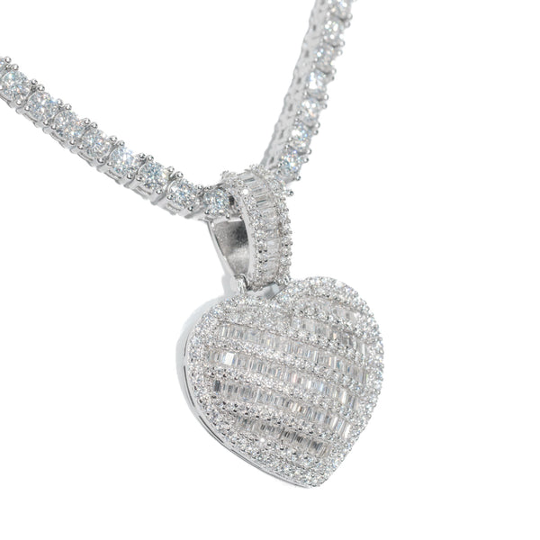 Baguette Heart Set With 4MM Tennis Chain — alternate view