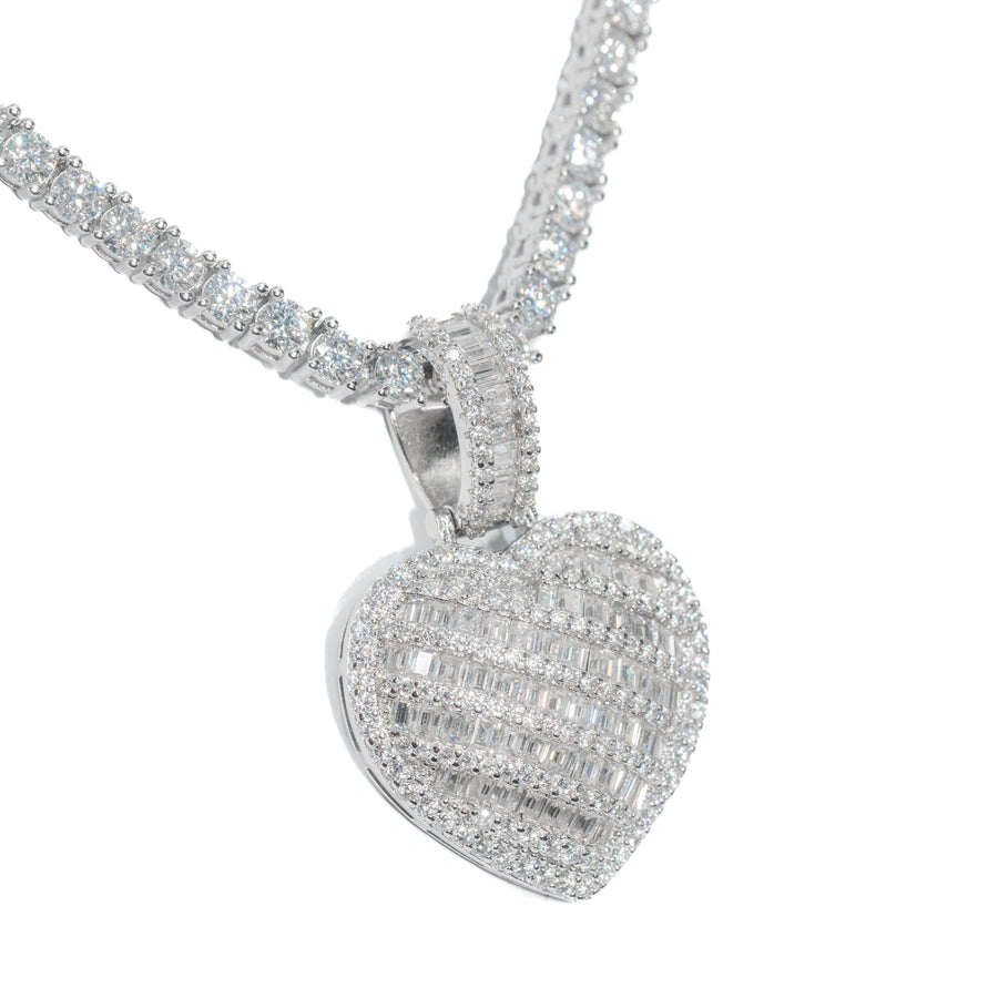 Baguette Heart Set With 4MM Tennis Chain