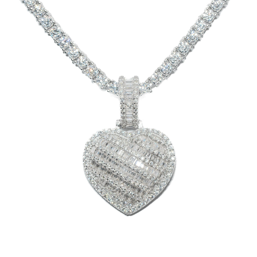 Baguette Heart Set With 4MM Tennis Chain