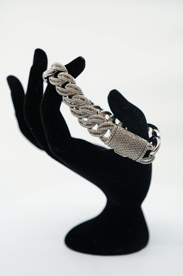 15mm Cuban Bracelet With Baguettes — alternate view
