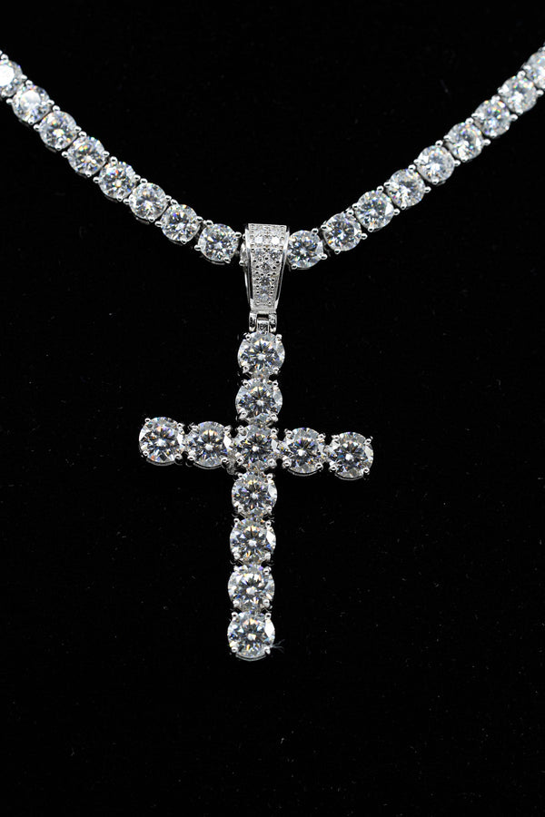 Cross Pendant + 5mm Tennis Chain Set