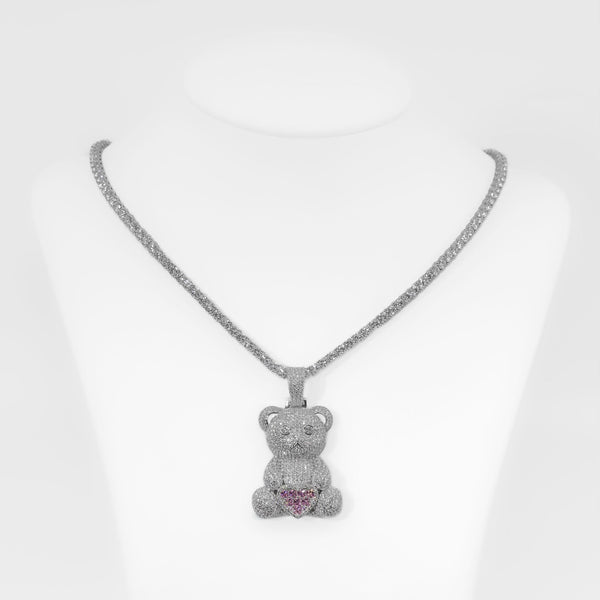 Pink Heart Teddy Pendant