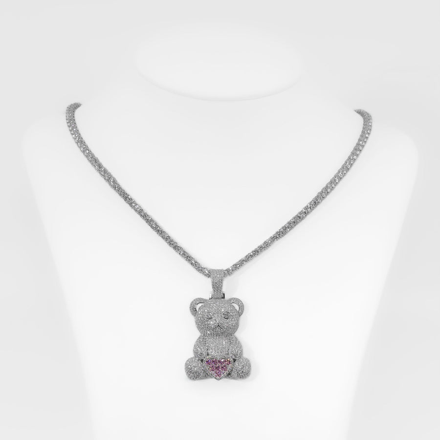 Pink Heart Teddy Pendant