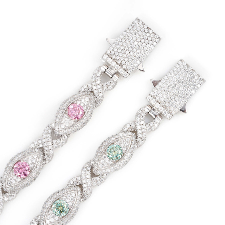 Infinity Colorful Eye Bracelet – Green & Pink Edition