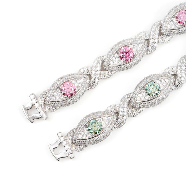 Infinity Colorful Eye Bracelet – Green & Pink Edition