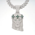 Jesus Pendant Green Stones