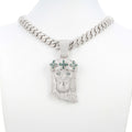 Jesus Pendant Green Stones