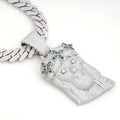 Jesus Pendant Green Stones