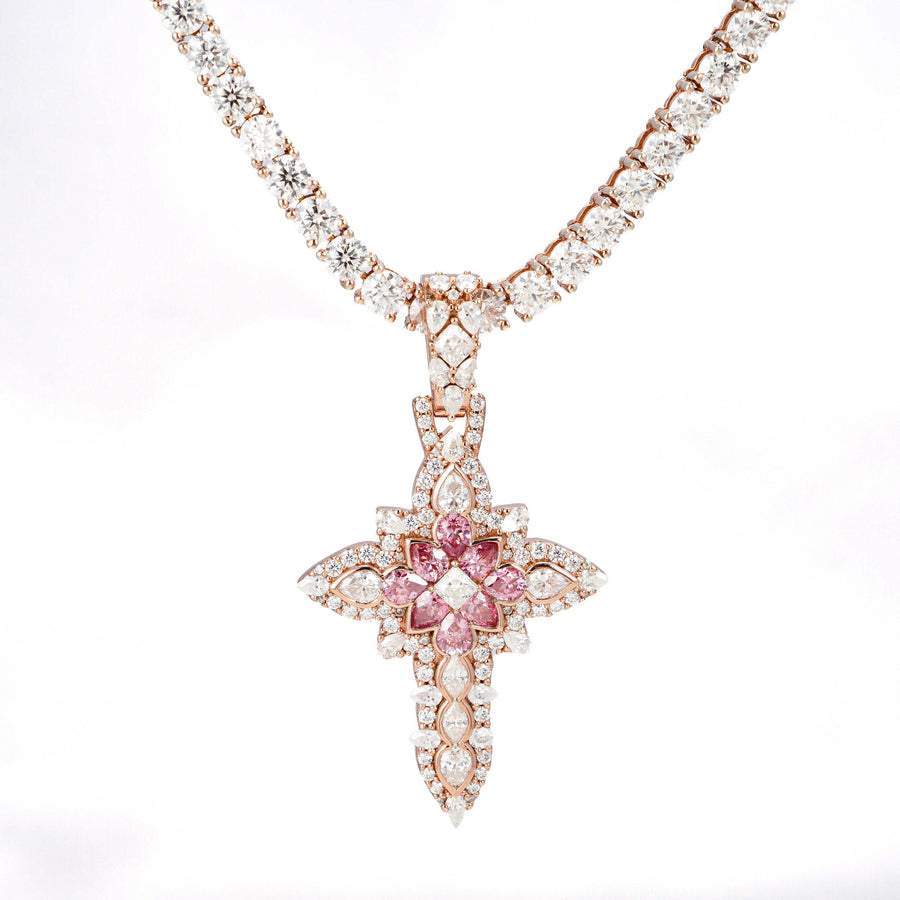 Pear Diamonds Cross Pendant