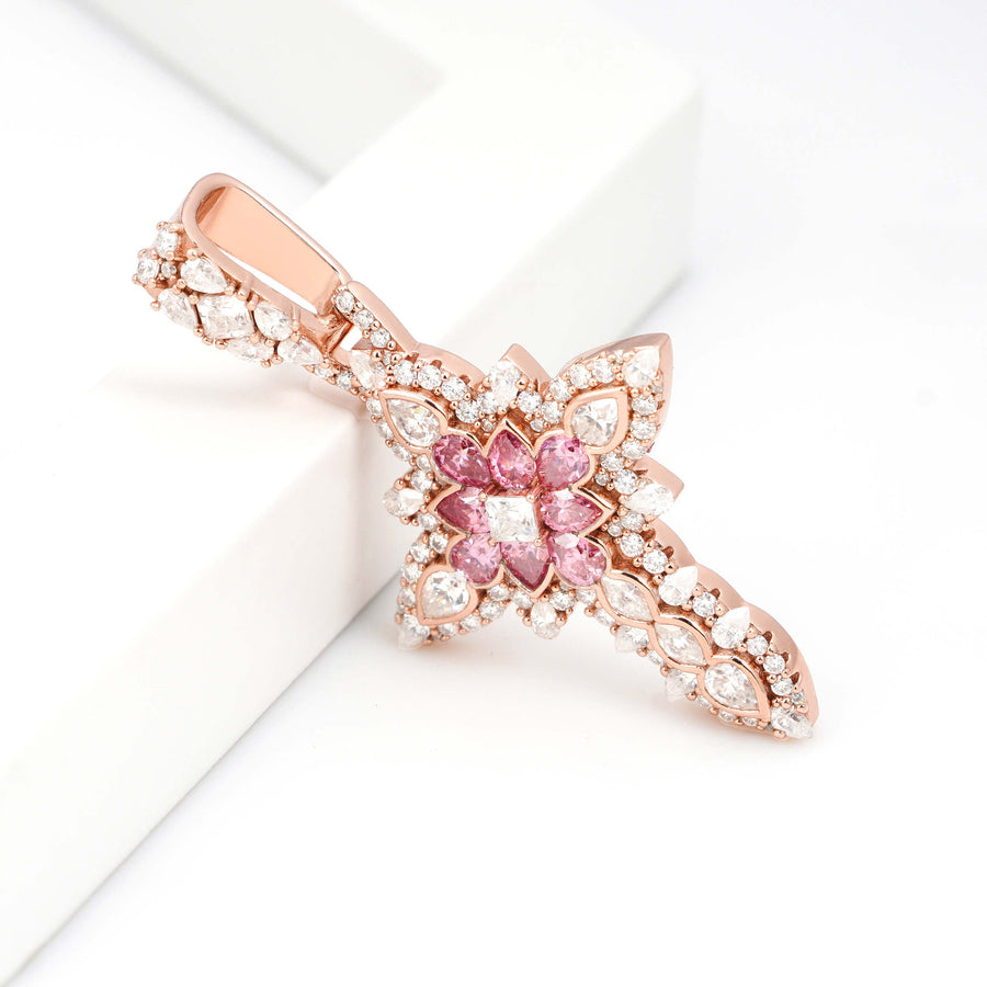 Pear Diamonds Cross Pendant