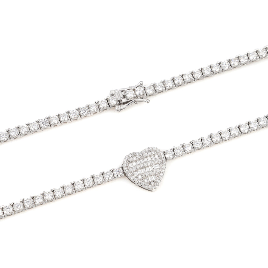Heart Baguette Tennis Chain