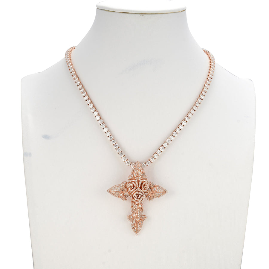 Cross With Roses Pendant