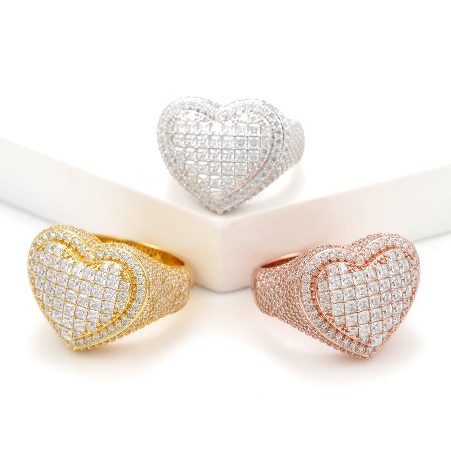 Iced Heart Statement Ring