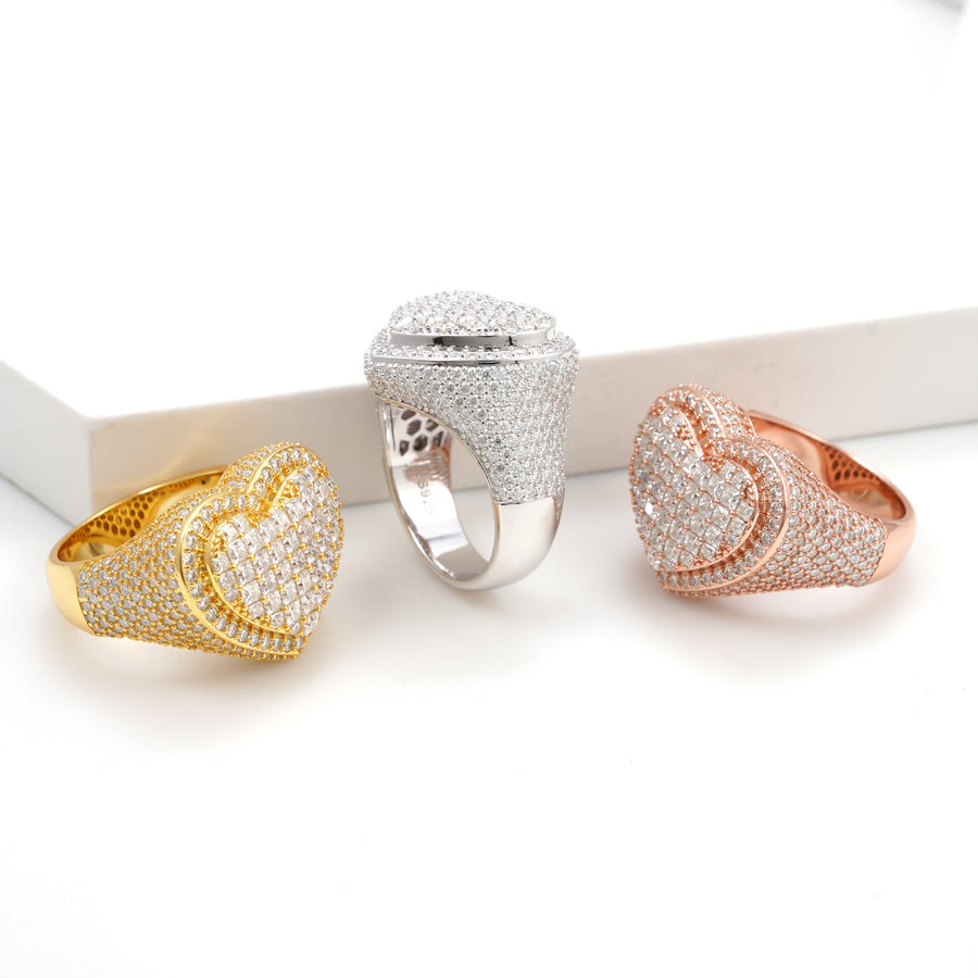 Iced Heart Statement Ring
