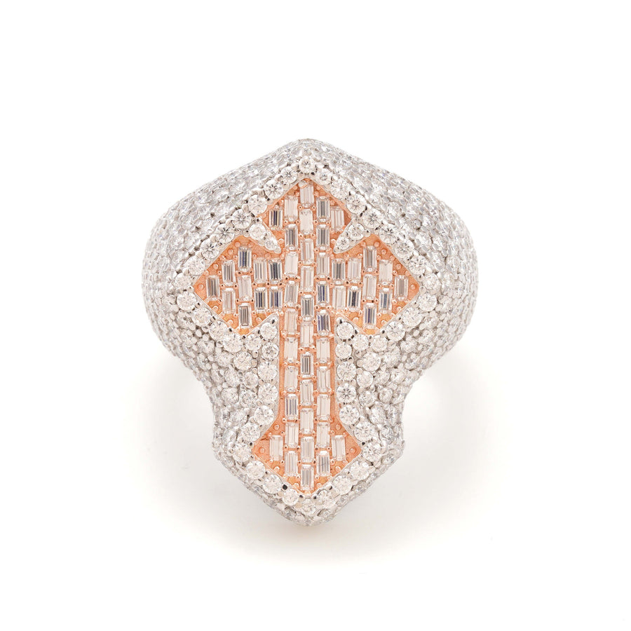 Two-Tone Baguette Cross Ring
