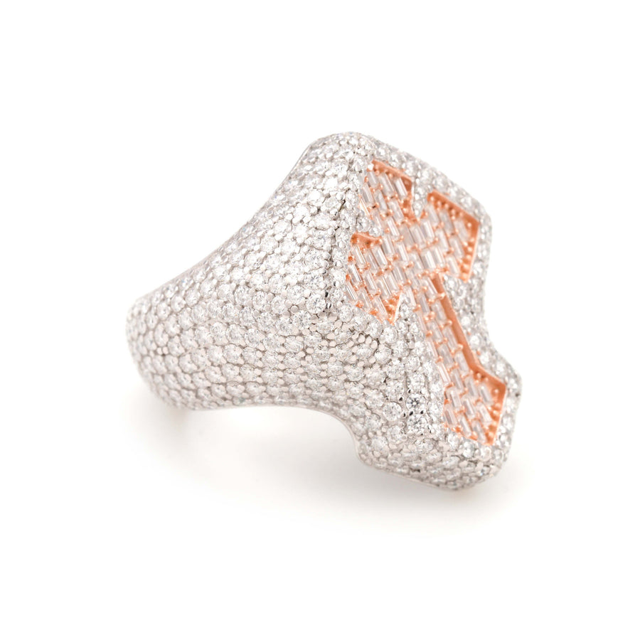 Two-Tone Baguette Cross Ring