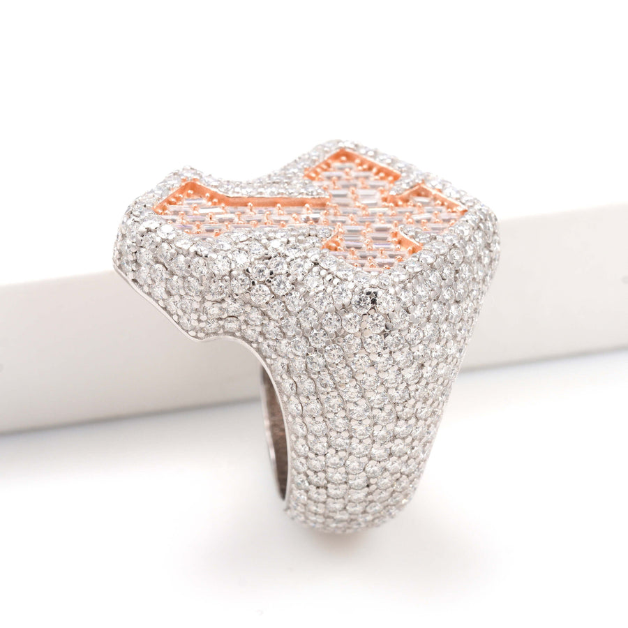 Two-Tone Baguette Cross Ring