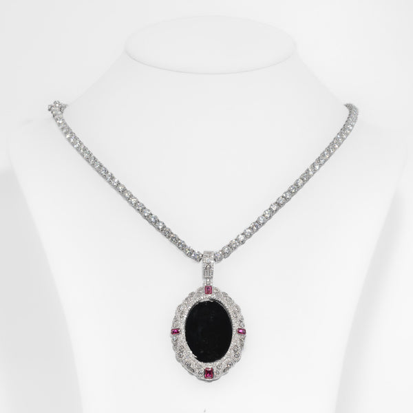 Ruby Halo Onyx Memorial Pendant — alternate view