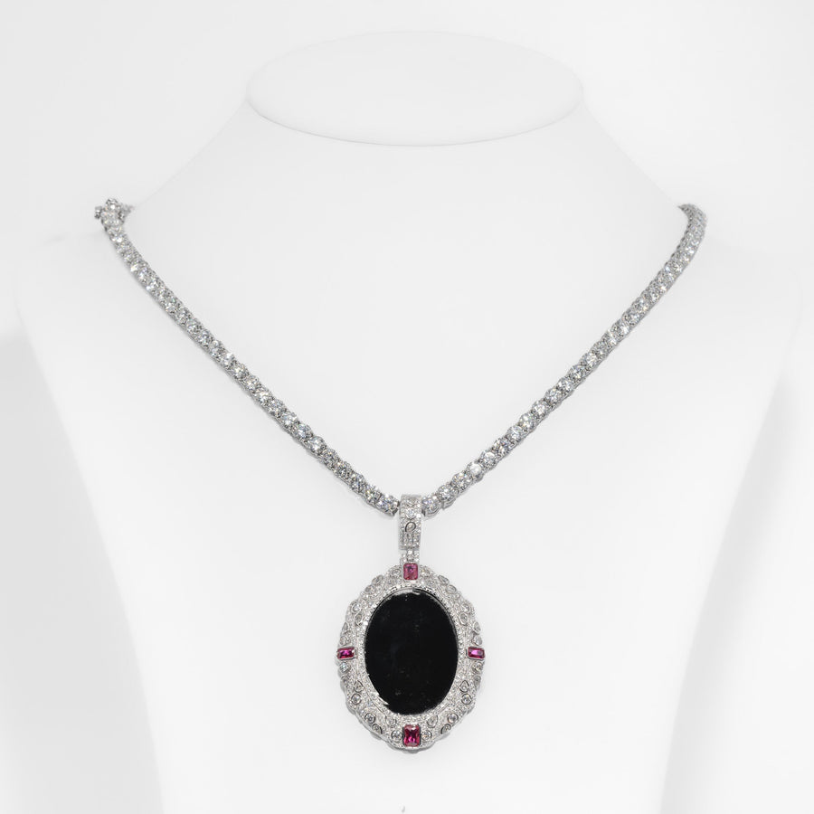 Ruby Halo Onyx Memorial Pendant
