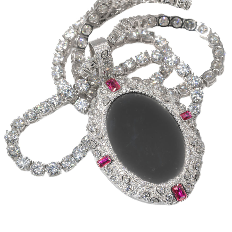 Ruby Halo Onyx Memorial Pendant