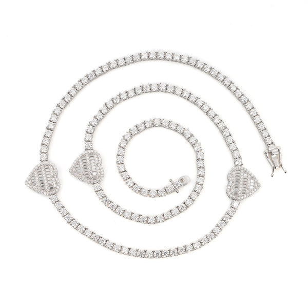 Heart Baguette Tennis Chain