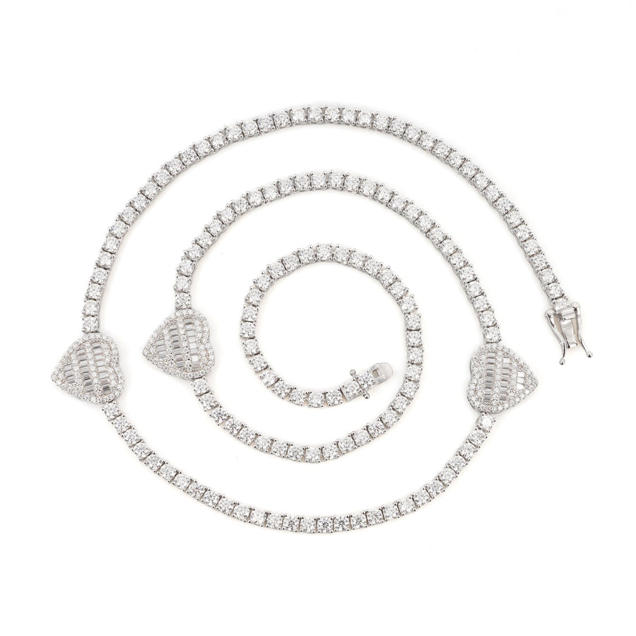 Heart Baguette Tennis Chain